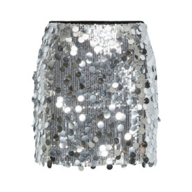 Jupe Mini Paillettes Argentée Pcmalou de PIECES