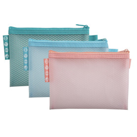 Exacompta - Réf. 37120E - Paquet de 3 pochettes EVA à fermeture éclair en plastique souple - format à classer A6 - Pour ranger d