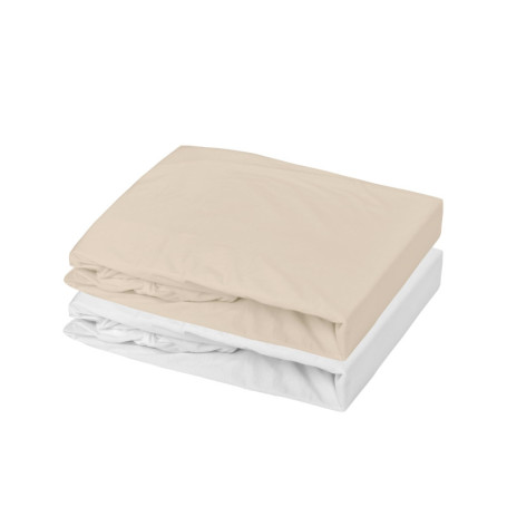 Lot de 2 Draps-Housses Jersey Blanc et Nude 70 x 140 cm - Mon P'tit Dodo