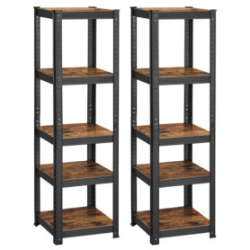 Étagère de Rangement Industrielle SONGMICS à 5 Niveaux - Lot de 2, Marron Rustique et Noir