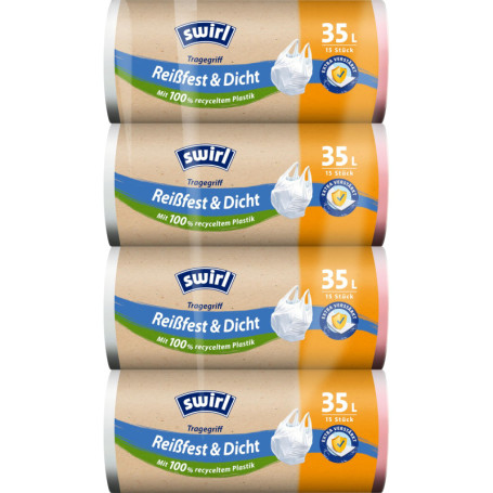 Sacs Poubelle Indéchirables Swirl 35L avec Poignées Pratiques