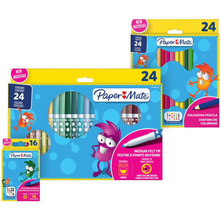 Set de Crayons de Couleur et Marqueurs Paper Mate - 64 Pièces pour Enfants