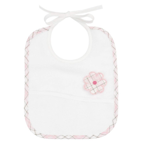 Bavoir à Broder Filet avec Poche - Blanc 6 Mois à 1 An