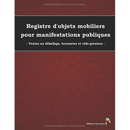 Registre Rouge pour Objets Mobiliers - Manifestations Publiques
