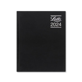 Agenda Letts Rhino 2024 A5 - Un jour par page avec rendez-vous - Noir