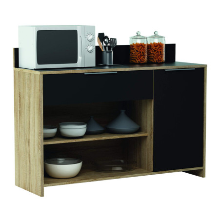 Buffet Demeyere Cracco A10 en Chêne Brut et Noir - 123 cm