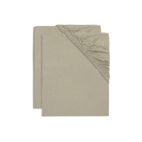 Lot de 2 Draps-Housses en Jersey Vert Olive pour Berceau - 100% Coton