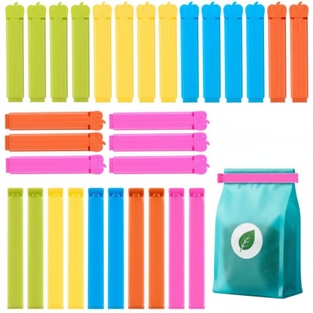 AiQInu 30 Clips de Conservation Multicolores pour Sacs Alimentaires