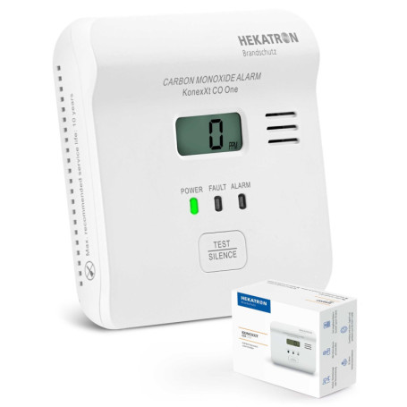 Hekatron KonexXt CO One - Détecteur de Monoxyde de Carbone avec Écran et Alarme