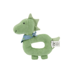 Hochet DINO Rexi en Velours Côtelé - Vert Pierre