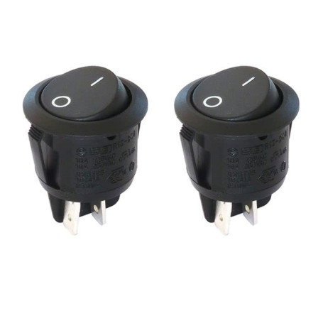 Interrupteur Mécanique Rond Bipolaire ON/OFF - 2x Noir pour Cuisine et Salle de Bain
