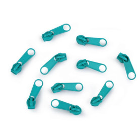 Lot de 10 Curseurs Métalliques N°3 Non Verrouillables - Bleu Turquoise
