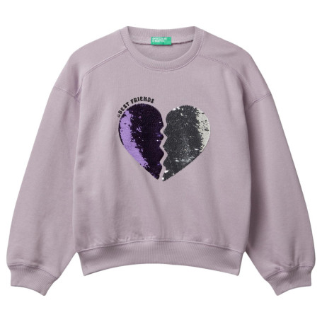 Sweat Aubergine Fille United Colors of Benetton avec Paillettes