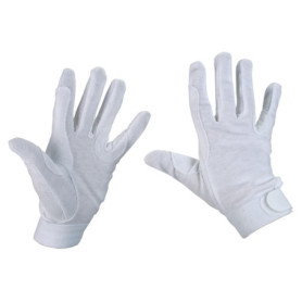 Gants d'Équitation en Jersey de Coton Blanc - Taille L