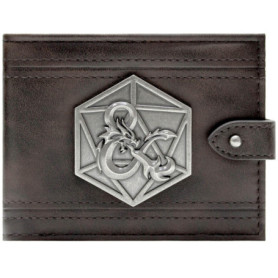 Portefeuille Bi-Fold Dungeons & Dragons avec Badge en Métal - Marron
