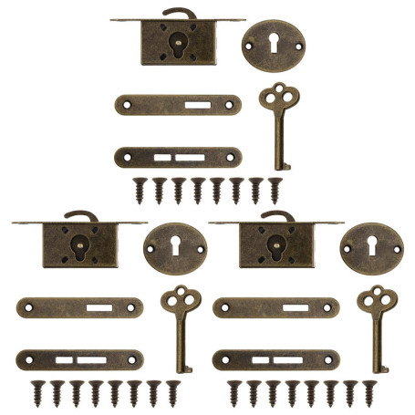 Serrures Antiques ECSiNG pour Meubles - 3 Sets avec Clés en Alliage de Zinc