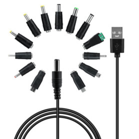 Câble de Charge Universel Tolesum USB vers DC 5V avec 13 Adaptateurs