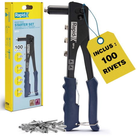 Kit Riveteuse Manuelle Rapid RP10 avec 100 Rivets en Aluminium