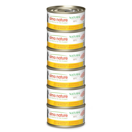 Almo Nature Mega Pack au Filet de Poulet pour Chats - 6 Boîtes de 70g