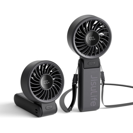 JISULIFE Ventilateur portable, ventilateur portable avec écran LED [refroidissement maximum 19,5 heures] 5000 mAh, plié à 150 °,