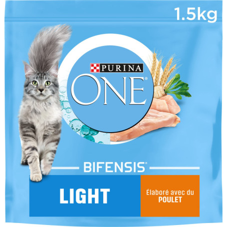 PURINA ONE BIFENSIS Light pour Chat Adulte - Croquettes Poulet 6 x 1,5 Kg