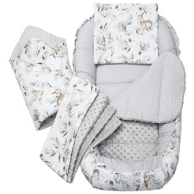 Réducteur de Lit Bébé Cocon 100% Coton Minky - Cerf en Feuilles