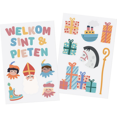 Autocollants de fenêtre 'Welkom Pieten' pour Sinterklaas - 13 pièces