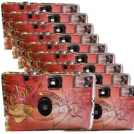 Lot de 10 appareils photo jetables PHOTO PORST Amore & Liebe avec flash