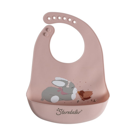 Bavoir en Silicone avec Bac Récupérateur - Motif Âne Emmi Girl Flora Rose