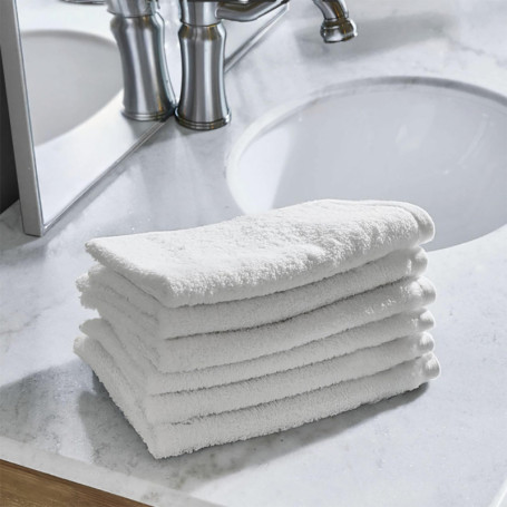 Lot de 6 Serviettes en Coton Extra Absorbantes - 30 x 30 cm - Blanc
