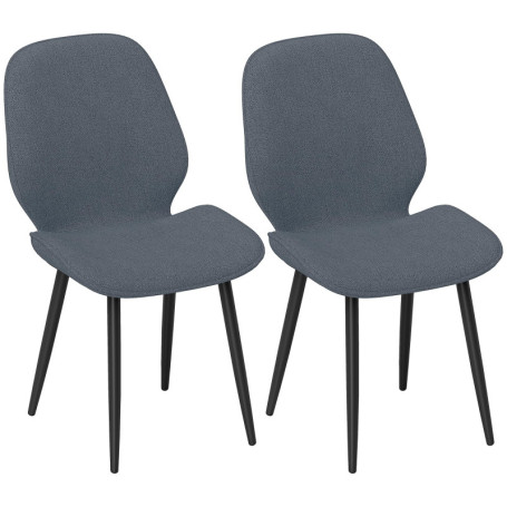 HOMCOM Lot de 2 Chaises Modernes en Tissu Gris avec Dossier Courbé