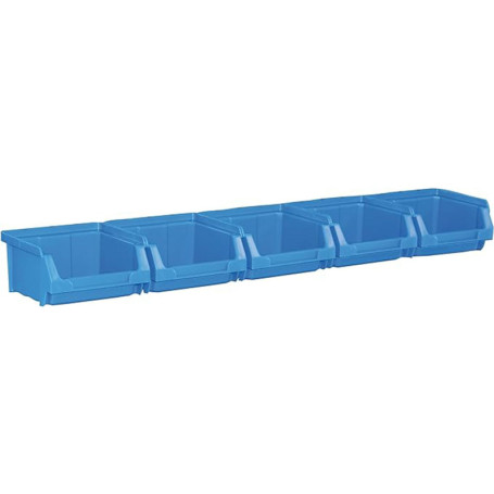 Lot de 5 Boîtes de Rangement Empilables en Plastique Bleu - Simon Rack