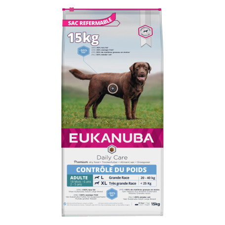 Eukanuba Daily Care Chien Adulte Grande Race Contrôle de Poids 15kg