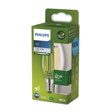 Ampoule LED Philips Candle E14 40W Équivalent - Éclairage Blanc Neutre 4000K
