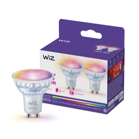 Pack de 2 Ampoules LED Connectées WiZ GU10 Multicolores en Verre