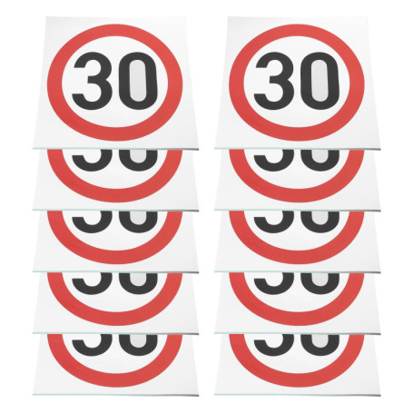 Lot de 10 Autocollants de Limitation de Vitesse 30 MPH - LT Easiyl
