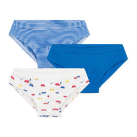 Lot de 3 Slips Enfant en Coton Imprimé Voitures - Petit Bateau