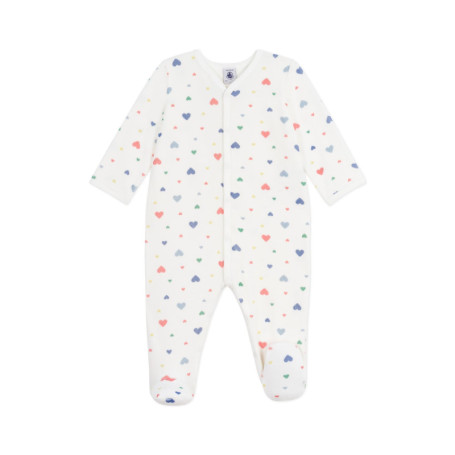 Pyjama Bébé en Velours Imprimé Cœurs - Petit Bateau