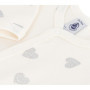 Dors Bien Enfant Petit Bateau en Côtelé avec Imprimé Cœur Pailleté - Milk/Argent, 3 Mois