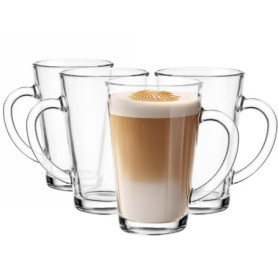Lot de 4 Verres à Café avec Anse - Glasmark KROSNO 1992, 300 ml