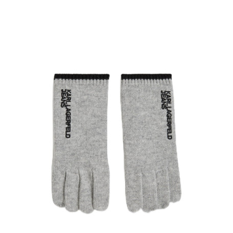 Gants Tricotés Essentiels Karl Lagerfeld Jeans pour Femme - Gris Clair - Taille S