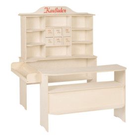 Marchande en Bois Naturel pour Enfants - Épicerie Spacieuse avec Tiroirs