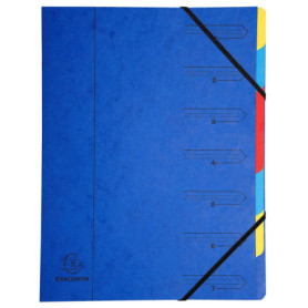 Trieur Exacompta 7 Compartiments A4 - Carton de 12 Élastiques Bleu