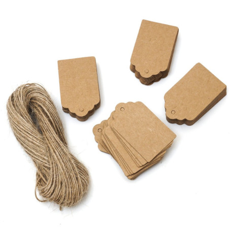 Lot de 100 Étiquettes en Papier Kraft pour Cadeaux et Prix