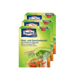 Toppits Sacs Réutilisables pour Fruits et Légumes - Lot de 3 (7 x 3 L)