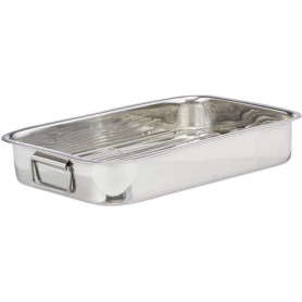 Plat à Four en Acier Inoxydable avec Grille et Poignées - 35 cm