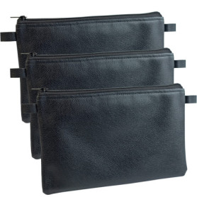 Lot de 3 porte-monnaie en similicuir noir - Pratiques et polyvalents