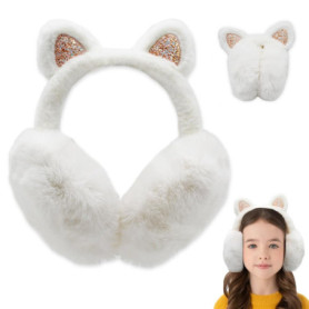 Cache-Oreilles en Peluche Mignon Chat pour Enfants et Adultes - Accessoire d'Hiver Pratique