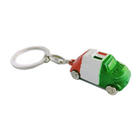 Porte-clés Fiat 500 3D avec Drapeau Italien - Unisexe