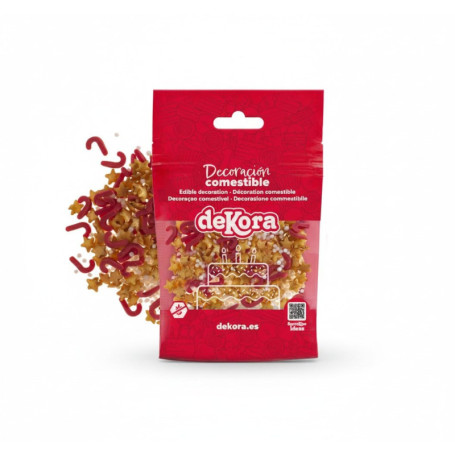 Sprinkles Étoiles Dorées et Sucre d'Orge Rouges 100g - Décoration de Noël